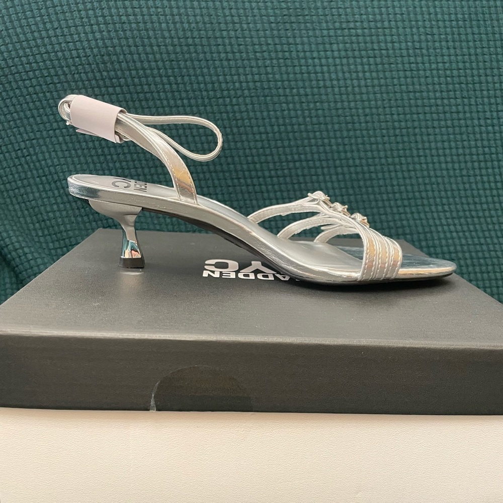 Madden NYC Silver Strappy Heels